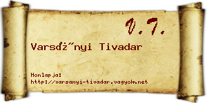 Varsányi Tivadar névjegykártya